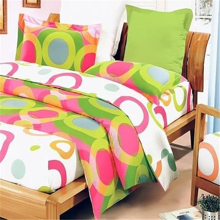 FURNORAMA Rhythm of Colors - 100 Percent Cotton  3 Pieces Mini Comforter Cover & Duvet Cover Set  Full Size - Green FU384882